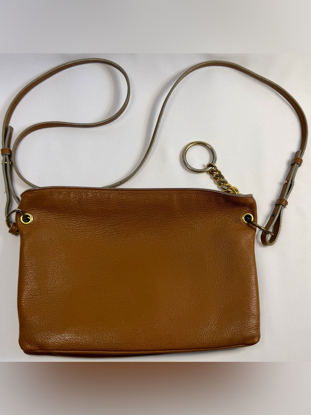Jimmy Choo Rubie Gold Ring Camel Pebbled Leather Crossbody Bag Purse w/Auth Card - Picture 6 of 16